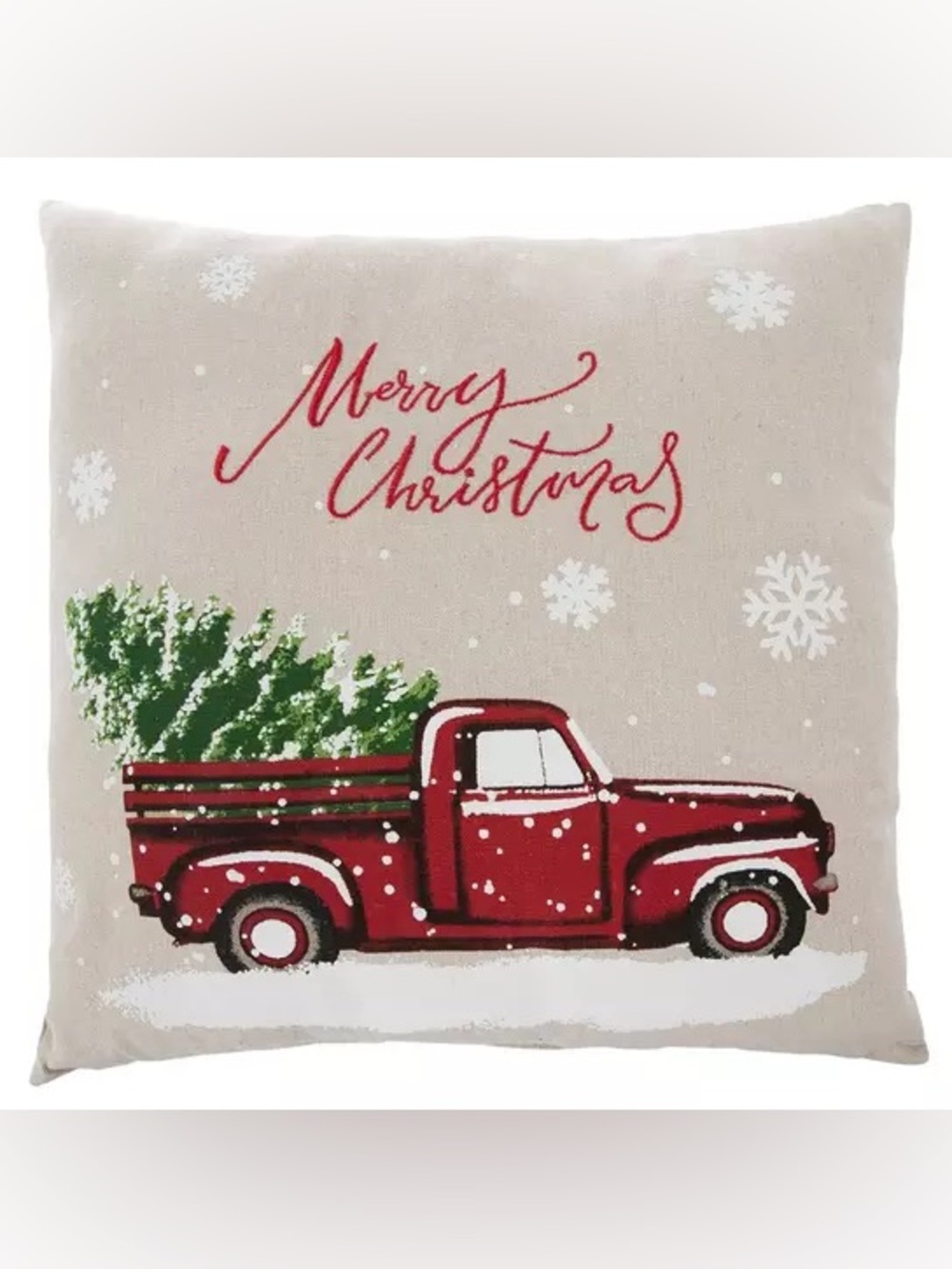 Merry Christmas Truck Pillow